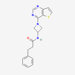 B2752676 3-Phenyl-N-(1-thieno[3,2-d]pyrimidin-4-ylazetidin-3-yl)propanamide CAS No. 2380084-45-5