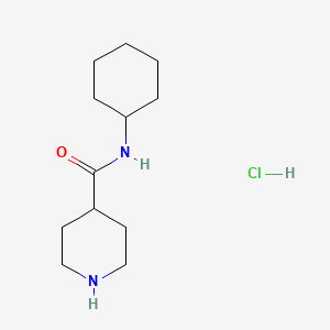 molecular formula C12H23ClN2O B2752677 N-Cyclohexyl-4-piperidinecarboxamide hydrochloride CAS No. 1019851-98-9; 63214-55-1