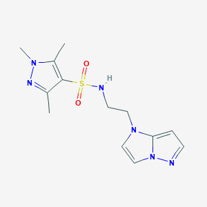 molecular formula C13H18N6O2S B2752681 N-(2-(1H-imidazo[1,2-b]pyrazol-1-yl)ethyl)-1,3,5-trimethyl-1H-pyrazole-4-sulfonamide CAS No. 1788533-07-2