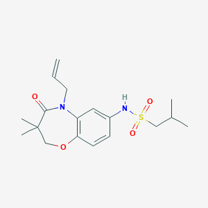 molecular formula C18H26N2O4S B2752688 N-(5-allyl-3,3-dimethyl-4-oxo-2,3,4,5-tetrahydrobenzo[b][1,4]oxazepin-7-yl)-2-methylpropane-1-sulfonamide CAS No. 922104-38-9