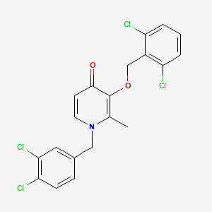 molecular formula C20H15Cl4NO2 B2752689 1-(3,4-Dichlorobenzyl)-3-((2,6-dichlorobenzyl)oxy)-2-methyl-4(1H)-pyridinone CAS No. 338965-46-1