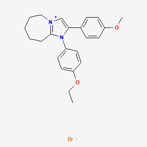 molecular formula C23H27BrN2O2 B2752691 1-(4-ethoxyphenyl)-2-(4-methoxyphenyl)-6,7,8,9-tetrahydro-5H-imidazo[1,2-a]azepin-1-ium bromide CAS No. 479581-01-6