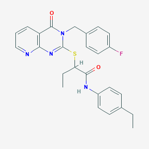 molecular formula C26H25FN4O2S B2752692 N-(4-ethylphenyl)-2-((3-(4-fluorobenzyl)-4-oxo-3,4-dihydropyrido[2,3-d]pyrimidin-2-yl)thio)butanamide CAS No. 902911-64-2