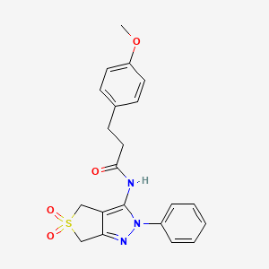 molecular formula C21H21N3O4S B2752728 N-{5,5-dioxo-2-phenyl-2H,4H,6H-5lambda6-thieno[3,4-c]pyrazol-3-yl}-3-(4-methoxyphenyl)propanamide CAS No. 893927-70-3