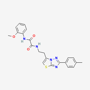 molecular formula C22H21N5O3S B2752757 N1-(2-methoxyphenyl)-N2-(2-(2-(p-tolyl)thiazolo[3,2-b][1,2,4]triazol-6-yl)ethyl)oxalamide CAS No. 894031-45-9