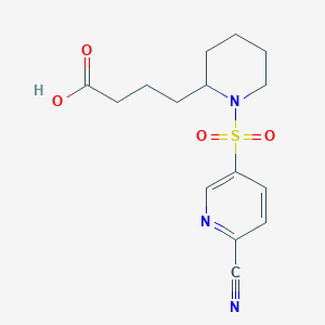 B2752781 4-[1-(6-Cyanopyridin-3-yl)sulfonylpiperidin-2-yl]butanoic acid CAS No. 2361680-48-8