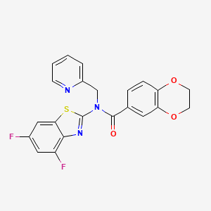 molecular formula C22H15F2N3O3S B2752820 N-(4,6-difluoro-1,3-benzothiazol-2-yl)-N-[(pyridin-2-yl)methyl]-2,3-dihydro-1,4-benzodioxine-6-carboxamide CAS No. 900005-91-6