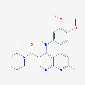 molecular formula C24H28N4O3 B2752850 N-(3,4-dimethoxyphenyl)-7-methyl-3-(2-methylpiperidine-1-carbonyl)-1,8-naphthyridin-4-amine CAS No. 1251610-25-9
