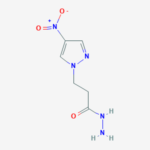 molecular formula C6H9N5O3 B2752924 3-(4-nitro-1H-pyrazol-1-yl)propanehydrazide CAS No. 512809-14-2