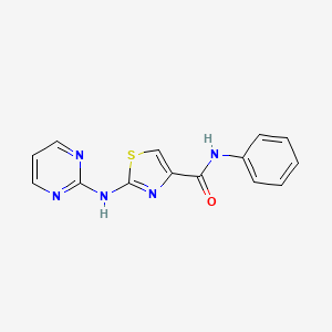 molecular formula C14H11N5OS B2752941 N-phenyl-2-(pyrimidin-2-ylamino)thiazole-4-carboxamide CAS No. 1251559-53-1