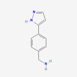 molecular formula C10H12ClN3 B2753009 (4-(1H-Pyrazol-5-yl)phenyl)methanamine CAS No. 1017785-80-6