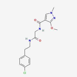 molecular formula C16H19ClN4O3 B2753028 N-(2-((4-chlorophenethyl)amino)-2-oxoethyl)-3-methoxy-1-methyl-1H-pyrazole-4-carboxamide CAS No. 1351658-31-5