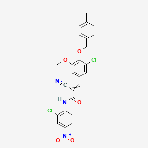 molecular formula C25H19Cl2N3O5 B2753042 N-(2-chloro-4-nitrophenyl)-3-{3-chloro-5-methoxy-4-[(4-methylphenyl)methoxy]phenyl}-2-cyanoprop-2-enamide CAS No. 522656-23-1