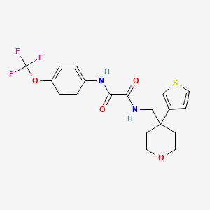 molecular formula C19H19F3N2O4S B2753076 N-{[4-(thiophen-3-yl)oxan-4-yl]methyl}-N'-[4-(trifluoromethoxy)phenyl]ethanediamide CAS No. 2309604-93-9