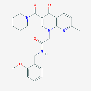 molecular formula C25H28N4O4 B2753083 N-(2-methoxybenzyl)-2-(7-methyl-4-oxo-3-(piperidine-1-carbonyl)-1,8-naphthyridin-1(4H)-yl)acetamide CAS No. 1251627-80-1