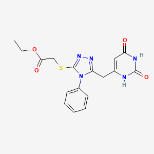 molecular formula C17H17N5O4S B2753090 ethyl 2-[[5-[(2,4-dioxo-1H-pyrimidin-6-yl)methyl]-4-phenyl-1,2,4-triazol-3-yl]sulfanyl]acetate CAS No. 852047-25-7