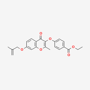 molecular formula C23H22O6 B2753121 ethyl 4-({2-methyl-7-[(2-methylprop-2-en-1-yl)oxy]-4-oxo-4H-chromen-3-yl}oxy)benzoate CAS No. 858754-22-0