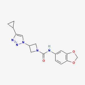 molecular formula C16H17N5O3 B2753145 N-(2H-1,3-benzodioxol-5-yl)-3-(4-cyclopropyl-1H-1,2,3-triazol-1-yl)azetidine-1-carboxamide CAS No. 2200322-39-8