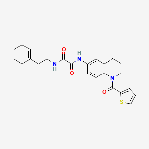 molecular formula C24H27N3O3S B2753153 N'-[2-(cyclohex-1-en-1-yl)ethyl]-N-[1-(thiophene-2-carbonyl)-1,2,3,4-tetrahydroquinolin-6-yl]ethanediamide CAS No. 899735-86-5
