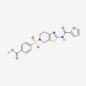 molecular formula C19H17N3O6S2 B2753154 methyl 4-((2-(furan-2-carboxamido)-6,7-dihydrothiazolo[5,4-c]pyridin-5(4H)-yl)sulfonyl)benzoate CAS No. 1351591-44-0