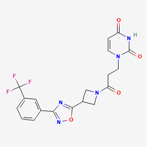1-(3-oxo-3-(3-(3-(3-(trifluoromethyl)phenyl)-1,2,4-oxadiazol-5-yl)azetidin-1-yl)propyl)pyrimidine-2,4(1H,3H)-dione