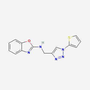 molecular formula C14H11N5OS B2753181 N-{[1-(thiophen-2-yl)-1H-1,2,3-triazol-4-yl]methyl}-1,3-benzoxazol-2-amine CAS No. 2415582-60-2