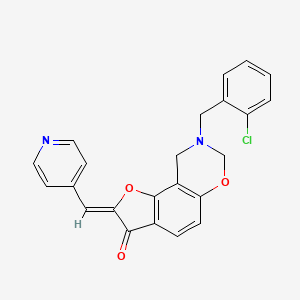 molecular formula C23H17ClN2O3 B2753193 (Z)-8-(2-chlorobenzyl)-2-(pyridin-4-ylmethylene)-8,9-dihydro-2H-benzofuro[7,6-e][1,3]oxazin-3(7H)-one CAS No. 929844-84-8