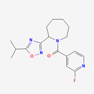 molecular formula C17H21FN4O2 B2753201 1-(2-Fluoropyridine-4-carbonyl)-2-[5-(propan-2-yl)-1,2,4-oxadiazol-3-yl]azepane CAS No. 1797948-86-7