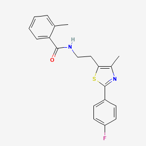 molecular formula C20H19FN2OS B2753209 N-{2-[2-(4-fluorophenyl)-4-methyl-1,3-thiazol-5-yl]ethyl}-2-methylbenzamide CAS No. 894003-18-0