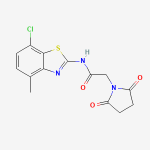 molecular formula C14H12ClN3O3S B2753210 N-(7-chloro-4-methyl-1,3-benzothiazol-2-yl)-2-(2,5-dioxopyrrolidin-1-yl)acetamide CAS No. 897618-13-2