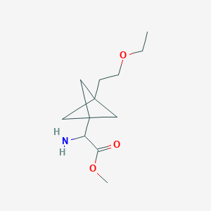 molecular formula C12H21NO3 B2753226 Methyl 2-amino-2-[3-(2-ethoxyethyl)-1-bicyclo[1.1.1]pentanyl]acetate CAS No. 2287267-04-1