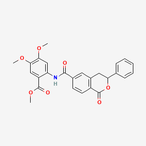 molecular formula C26H23NO7 B2753228 methyl 4,5-dimethoxy-2-(1-oxo-3-phenyl-3,4-dihydro-1H-2-benzopyran-6-amido)benzoate CAS No. 853890-15-0