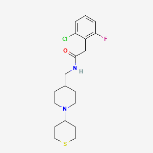 molecular formula C19H26ClFN2OS B2753229 2-(2-chloro-6-fluorophenyl)-N-{[1-(thian-4-yl)piperidin-4-yl]methyl}acetamide CAS No. 2034260-30-3