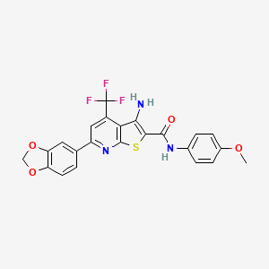 3-amino-6-(1,3-benzodioxol-5-yl)-N-(4-methoxyphenyl)-4-(trifluoromethyl)thieno[2,3-b]pyridine-2-carboxamide