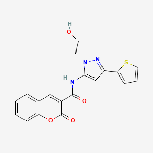 N-(1-(2-hydroxyethyl)-3-(thiophen-2-yl)-1H-pyrazol-5-yl)-2-oxo-2H-chromene-3-carboxamide