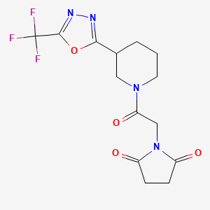 1-(2-Oxo-2-(3-(5-(trifluoromethyl)-1,3,4-oxadiazol-2-yl)piperidin-1-yl)ethyl)pyrrolidine-2,5-dione