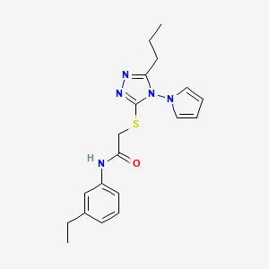 molecular formula C19H23N5OS B2753285 N-(3-ethylphenyl)-2-{[5-propyl-4-(1H-pyrrol-1-yl)-4H-1,2,4-triazol-3-yl]sulfanyl}acetamide CAS No. 896294-41-0