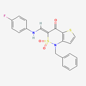(Z)-1-benzyl-3-(((4-fluorophenyl)amino)methylene)-1H-thieno[3,2-c][1,2]thiazin-4(3H)-one 2,2-dioxide