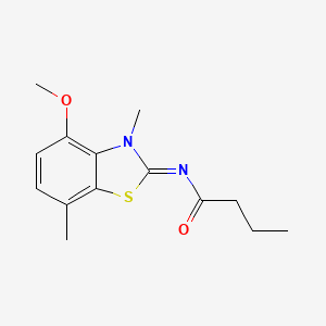 molecular formula C14H18N2O2S B2753305 N-[(2Z)-4-methoxy-3,7-dimethyl-2,3-dihydro-1,3-benzothiazol-2-ylidene]butanamide CAS No. 868370-60-9
