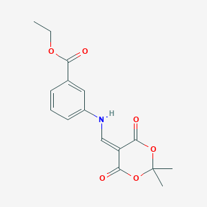 molecular formula C16H17NO6 B2753314 Ethyl 3-[(2,2-dimethyl-4,6-dioxo-1,3-dioxan-5-ylidene)methylamino]benzoate CAS No. 1023503-08-3