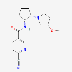 6-Cyano-N-[(1R,2S)-2-(3-methoxypyrrolidin-1-yl)cyclopentyl]pyridine-3-carboxamide
