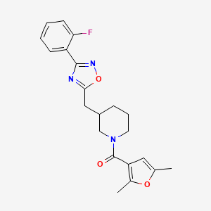 (2,5-Dimethylfuran-3-yl)(3-((3-(2-fluorophenyl)-1,2,4-oxadiazol-5-yl)methyl)piperidin-1-yl)methanone
