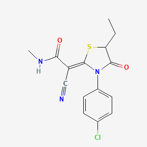 (2Z)-2-[3-(4-chlorophenyl)-5-ethyl-4-oxo-1,3-thiazolidin-2-ylidene]-2-cyano-N-methylacetamide