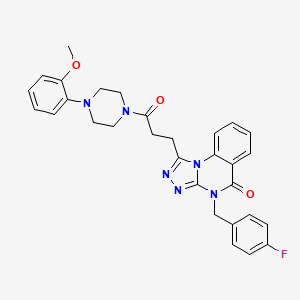 molecular formula C30H29FN6O3 B2753349 4-(4-fluorobenzyl)-1-(3-(4-(2-methoxyphenyl)piperazin-1-yl)-3-oxopropyl)-[1,2,4]triazolo[4,3-a]quinazolin-5(4H)-one CAS No. 887223-83-8