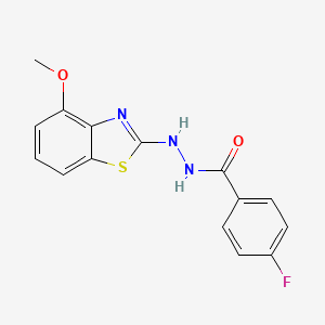 molecular formula C15H12FN3O2S B2753362 4-fluoro-N'-(4-methoxy-1,3-benzothiazol-2-yl)benzohydrazide CAS No. 851978-20-6