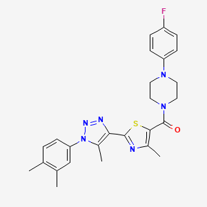 (2-(1-(3,4-dimethylphenyl)-5-methyl-1H-1,2,3-triazol-4-yl)-4-methylthiazol-5-yl)(4-(4-fluorophenyl)piperazin-1-yl)methanone