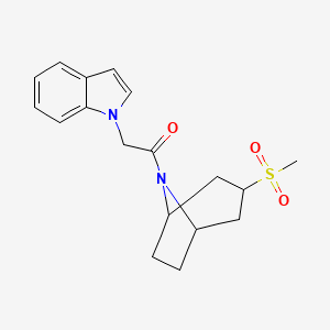 B2753368 2-(1H-indol-1-yl)-1-((1R,5S)-3-(methylsulfonyl)-8-azabicyclo[3.2.1]octan-8-yl)ethanone CAS No. 1705784-67-3
