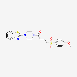 molecular formula C22H25N3O4S2 B2753374 1-(4-(Benzo[d]thiazol-2-yl)piperazin-1-yl)-4-((4-methoxyphenyl)sulfonyl)butan-1-one CAS No. 941926-32-5