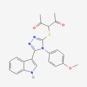 molecular formula C22H20N4O3S B2753380 3-((5-(1H-indol-3-yl)-4-(4-methoxyphenyl)-4H-1,2,4-triazol-3-yl)thio)pentane-2,4-dione CAS No. 852167-32-9