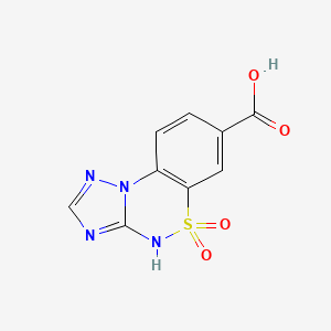 molecular formula C9H6N4O4S B2753382 8,8-Dioxo-8$l^{6}-thia-2,3,5,7-tetraazatricyclo[7.4.0.0^{2,6}]trideca-1(9),3,5,10,12-pentaene-11-carboxylic acid CAS No. 1311316-98-9